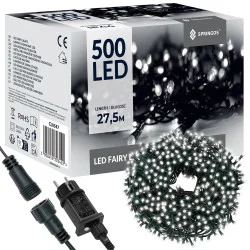 LED světelný řetěz - 27,5m 500LED 8-funkcí IP44 studená bílá