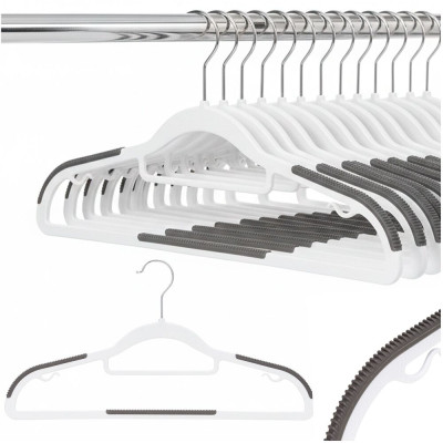 Plastová protiskluzová ramínka na šaty bílá 41cm, sada 20ks HG0078