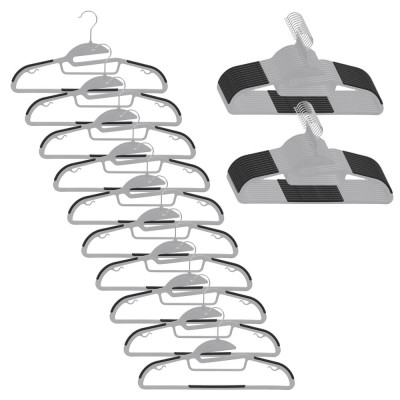 Plastová protiskluzová ramínka na šaty šedá 41cm, sada 30ks HG0081