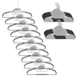 Plastová protiskluzová ramínka na šaty šedá 41cm, sada 30ks HG0081