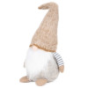Skřítek GNOM s hnědo-bílou čepicí 52cm, vánoční dekorace