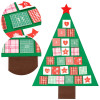 Adventní kalendář plstěný pro děti - zelený stromeček 102cm, vánoční dekorace