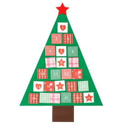 Adventní kalendář plstěný pro děti - zelený stromeček 102cm, vánoční dekorace
