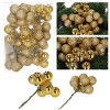 Vánoční baňky na drátku zlaté mix - 2cm sada 54ks, vánoční ozdoby