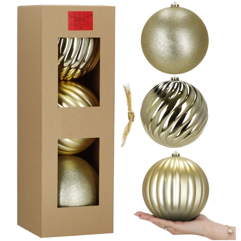 Vánoční baňky zlaté mix - 20cm sada 3ks, vánoční ozdoby