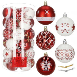 Vánoční baňky červené mix - 6cm sada 30ks, vánoční ozdoby
