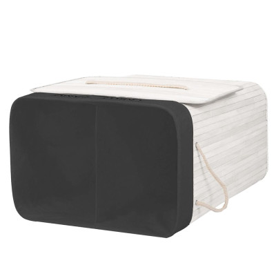 Koš na prádlo dvoudílný 105l SPRINGOS bambus bílý/tmavě šedý