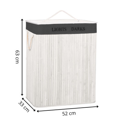 Koš na prádlo dvoudílný 105l SPRINGOS bambus bílý/tmavě šedý