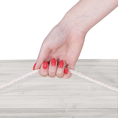 Koš na prádlo dvoudílný 105l SPRINGOS bambus bílý/světle šedý