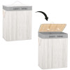 Koš na prádlo dvoudílný 105l SPRINGOS bambus bílý/světle šedý