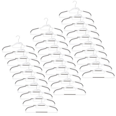 Plastová protiskluzová ramínka na šaty bílá 41cm, sada 30ks HG0077