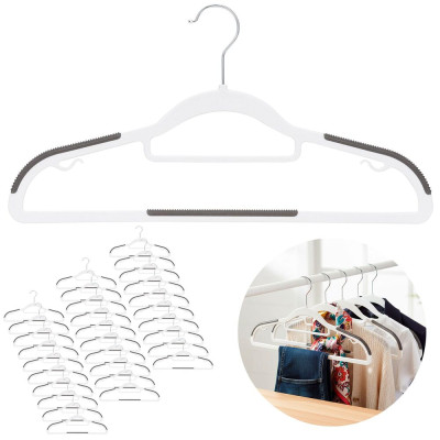 Plastová protiskluzová ramínka na šaty bílá 41cm, sada 30ks HG0077