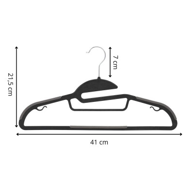 Plastová protiskluzová ramínka na šaty černá 41cm, sada 30ks HG0079