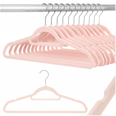 Sametová ramínka na šaty růžová 45cm, sada 20ks HG0083