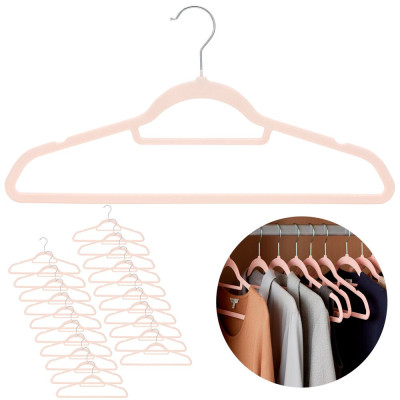 Sametová ramínka na šaty růžová 45cm, sada 20ks HG0083