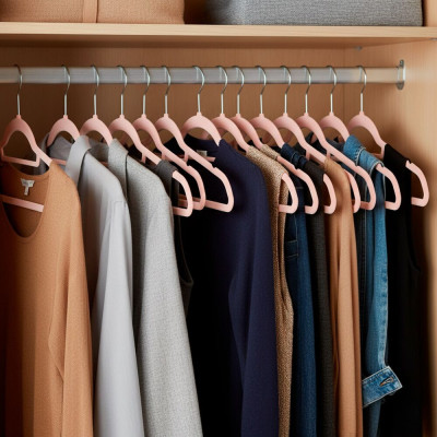 Sametová ramínka na šaty růžová 45cm, sada 20ks HG0083