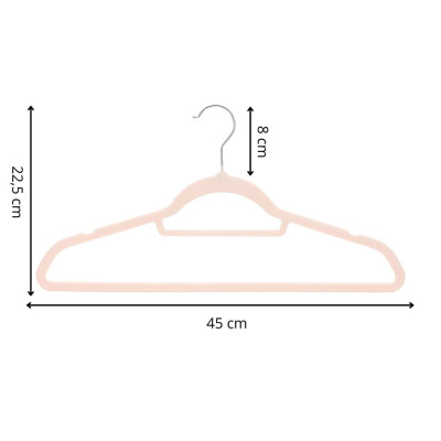 Sametová ramínka na šaty růžová 45cm, sada 20ks HG0083