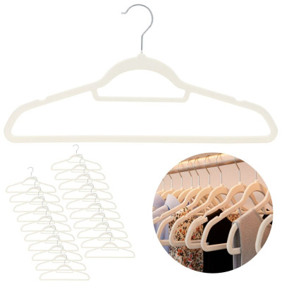 Sametová ramínka na šaty béžová 45cm, sada 20ks HG0084