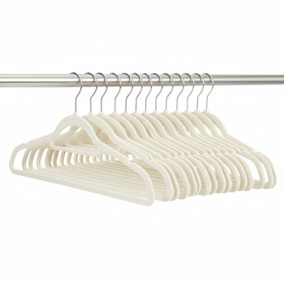 Sametová ramínka na šaty béžová 45cm, sada 20ks HG0084