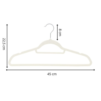 Sametová ramínka na šaty béžová 45cm, sada 20ks HG0084