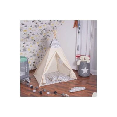 Teepee stan pro děti SPRINGOS Šedý Zigzag