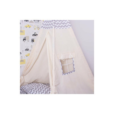 Teepee stan pro děti SPRINGOS Šedý Zigzag