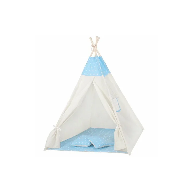 Teepee stan pro děti Springos světle modrý s hvězdami