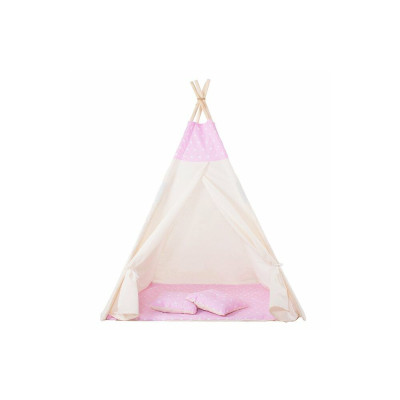 Teepee stan pro děti SPRINGOS Růžový s hvězdami