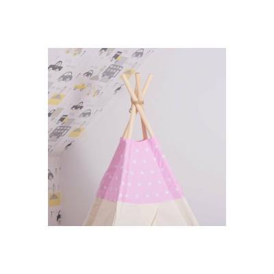 Teepee stan pro děti SPRINGOS Růžový s hvězdami