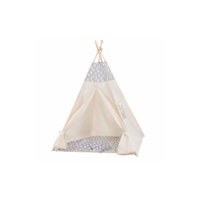Teepee stan pro děti SPRINGOS Šedý s oblaky