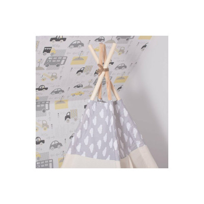 Teepee stan pro děti SPRINGOS Šedý s oblaky