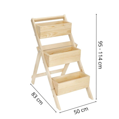 Žebříkový stojan na květiny, přírodní SPRINGOS KWD003