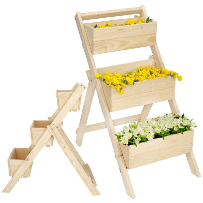 Žebříkový stojan na květiny, přírodní SPRINGOS KWD003