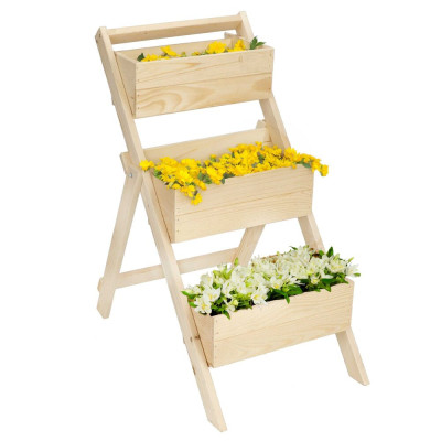Žebříkový stojan na květiny, přírodní SPRINGOS KWD003