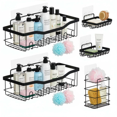 Poličky do koupelny 5ks SPRINGOS HA7544 černé