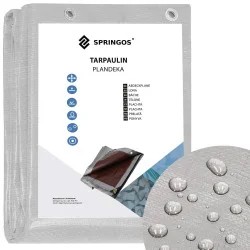 Krycí plachta s oky 6x8 m, 130g PE SPRINGOS GA2185 šedá