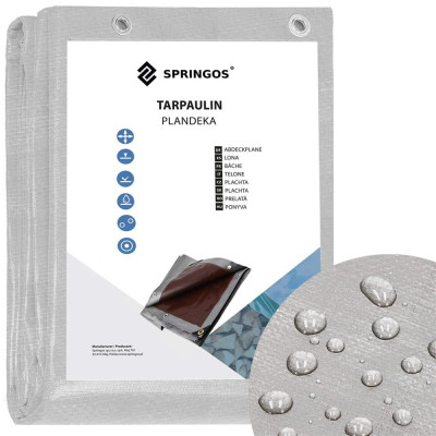 Krycí plachta s oky 3x5 m, extra silná 260g PE SPRINGOS GA2187 šedá