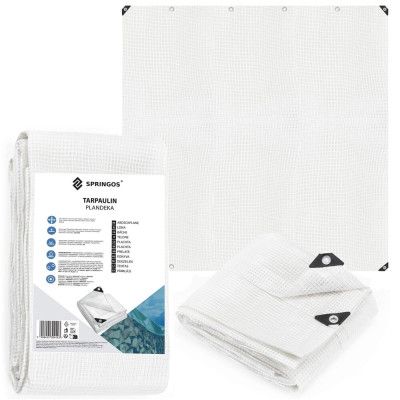 Krycí plachta s oky 4x4 m, 100g PE SPRINGOS GA2181 bílá