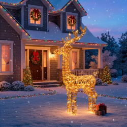 LED Sob zlatý 80cm 80LED časovač IP44 teplá bílá, světelná dekorace