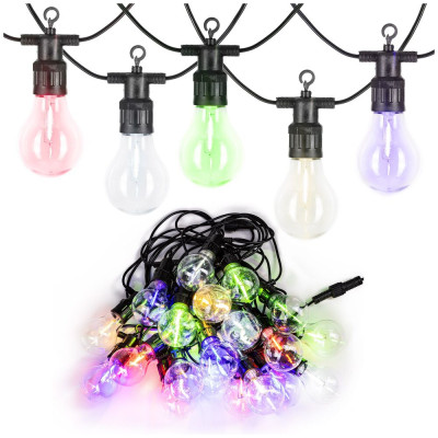 LED světelný řetěz baňky - 13m, 20LED, IP44, multicolor