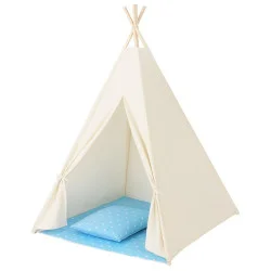 Teepee stan pro děti SPRINGOS Bílo-modrý s puntíky