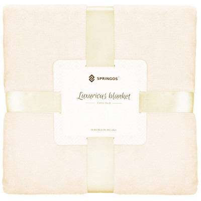 Plyšová deka 200x220 cm SPRINGOS HA7301 krémová