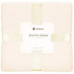 Plyšová deka 200x220 cm SPRINGOS HA7301 krémová