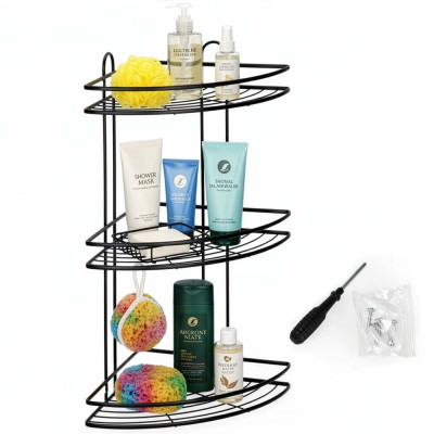 Rohová polička do koupelny SPRINGOS HA7541 černá