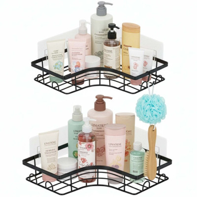 Rohové poličky do koupelny 2ks SPRINGOS HA7545 černá