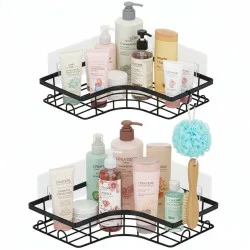 Rohové poličky do koupelny 2ks SPRINGOS HA7545 černá