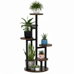 Kovový stojan na květiny 86 cm SPRINGOS GA0219 tmavě hnědý