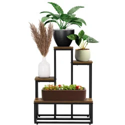 Kovový stojan na květiny 67 cm SPRINGOS GA0210 tmavě hnědý