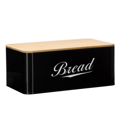 Chlebník s bambusovým víkem SPRINGOS KI0164 černý