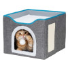 Domeček pro kočku s bambulí SPRINGOS PA1085 šedý